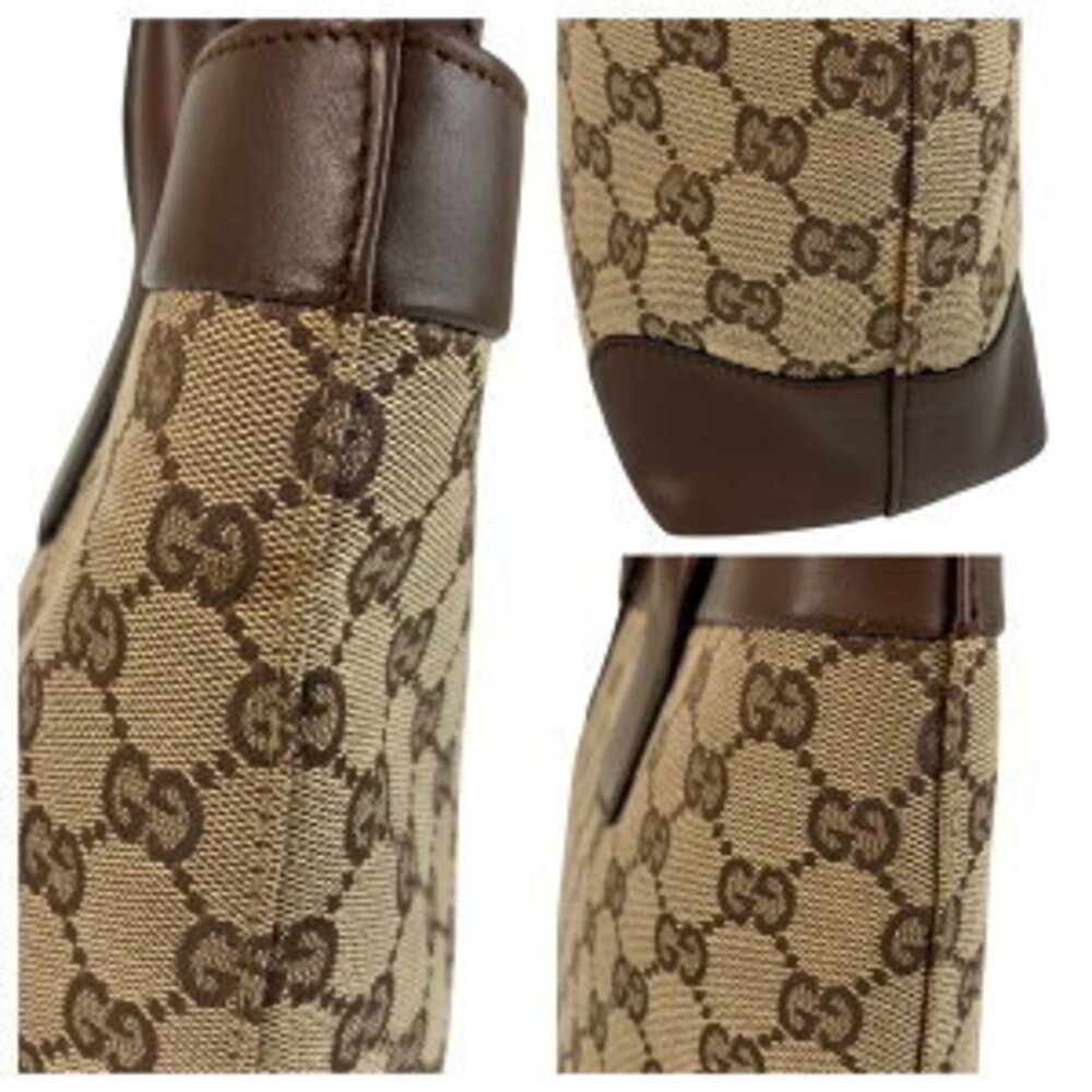 Gucci canvas tote handbag Beige bag Tan leather brown GG - Picture 5 of 10